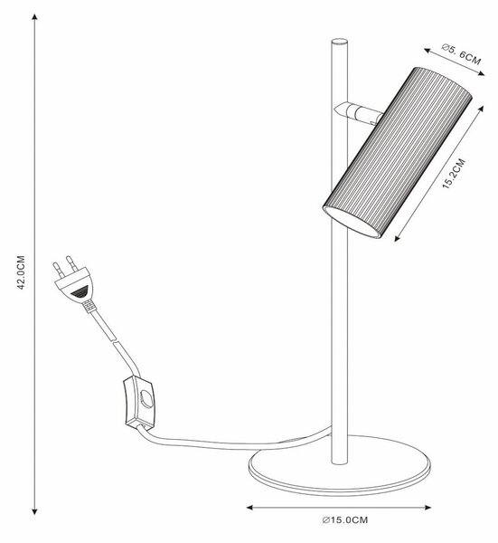 Lucide Lampă de masă Clubs rotativă și pivotantă, negru, Negru, Camera de zi / sufragerie, Metal, Modern