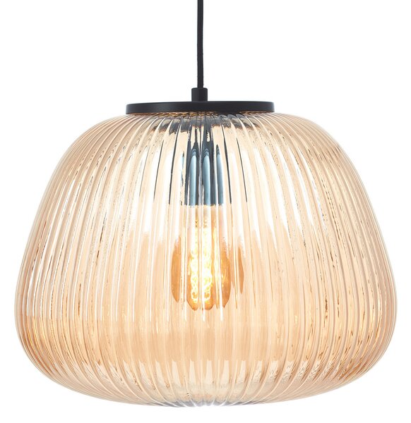 Brilliant Lampă suspendată Kaizen, Ø 35 cm, chihlimbar, sticlă, reglabil, Bej, Camera de zi / sufragerie, Sticlă