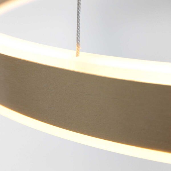 Steinhauer Ringlux lampă suspendată LED 2 becuri Ø60cm, auriu, reglabil, Auriu / Alamă, Camera de zi / sufragerie, Metal, Modern