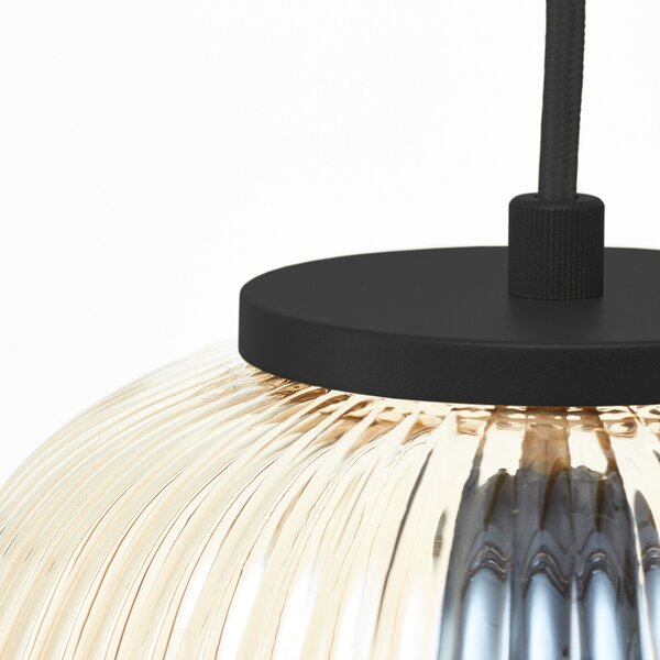 Brilliant Lampă suspendată Kaizen, lungime 105 cm, chihlimbar, 3 lumini, sticlă, reglabil, Camera de zi / sufragerie, Metal