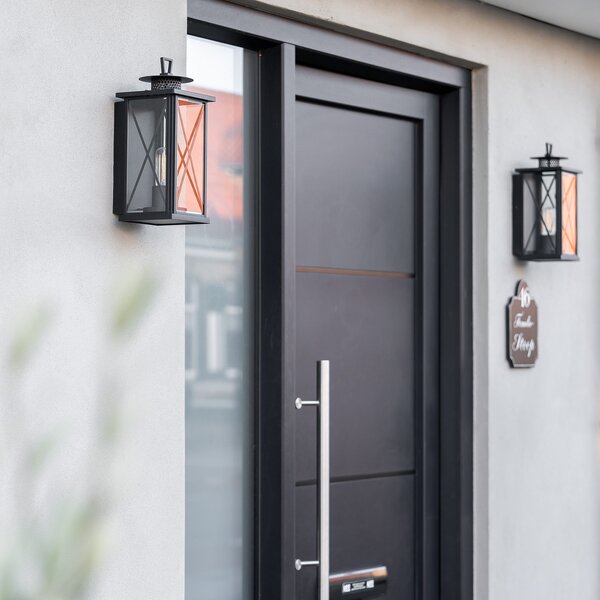 K.S. Verlichting Aplică de perete pentru exterior Winchester, felinar, negru/clear, reglabil, Negru, Metal, Felinar