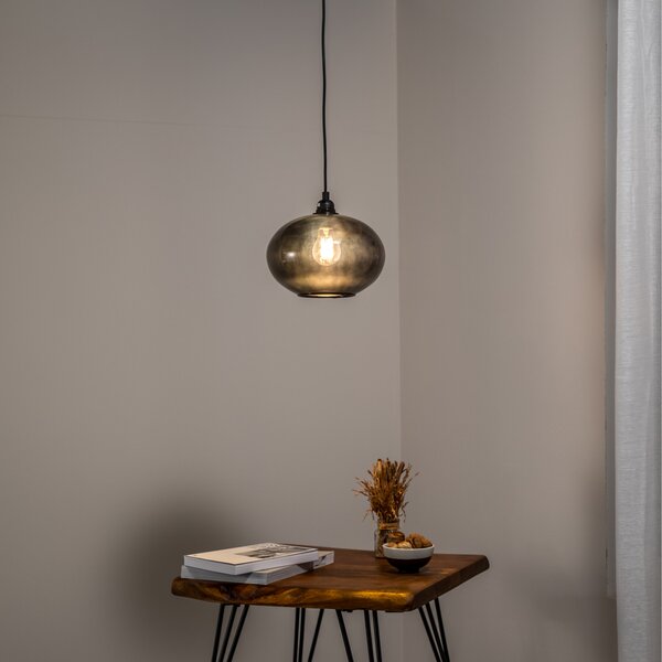 Opviq Lampă suspendată Smoked 050 1 bec sticlă Ø27cm, reglabil, Gri, Camera de zi / sufragerie, Sticlă, Modern