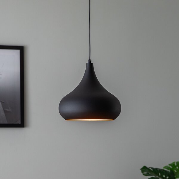 Opviq Saglam 3774 lampă suspendată 1 bec Ø30cm negru / auriu, reglabil, Negru, Camera de zi / sufragerie, Metal, Vintage