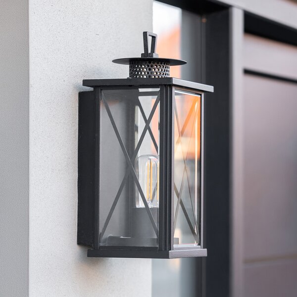 K.S. Verlichting Aplică de perete pentru exterior Winchester, felinar, negru/clear, reglabil, Negru, Metal, Felinar