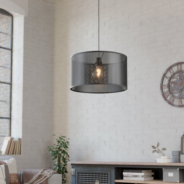 EGLO Lampă suspendată Manby, Ø 45 cm, negru, oțel, reglabil, Negru, Camera de zi / sufragerie, Metal, Design industrial