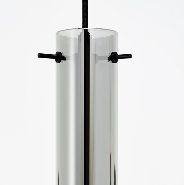 Brilliant Lampă suspendată Glasini, Ø 14,5 cm, gri fumuriu, sticlă, reglabil, Gri, Camera de zi / sufragerie, Sticlă, Modern