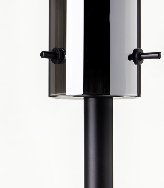 Brilliant Lampă de masă Glasini, înălțime 49,5 cm, gri fumuriu/negru, sticlă, Gri, Camera de zi / sufragerie, Sticlă, Modern