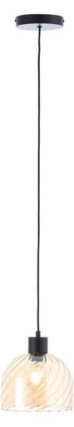 Brilliant Lampă suspendată Casto, Ø 19 cm, chihlimbar, sticlă, reglabil, Camera de zi / sufragerie, Metal, Modern