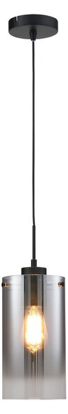 Freelight Lampă suspendată Ventotto, negru/fum, Ø 15 cm, sticlă, reglabil, Gri, Camera de zi / sufragerie, Metal, Modern
