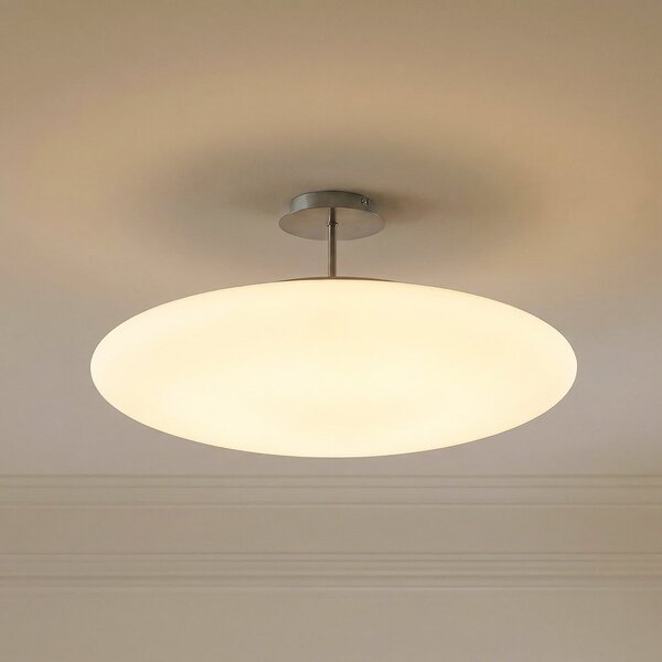Lindby Plafonieră LED Gunda, alb, sticlă, Ø 48 cm, dimabilă, reglabil, Alb, Camera de zi / sufragerie, Sticlă, Modern