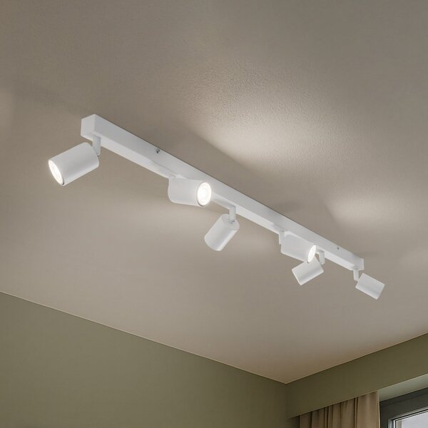 TK Lighting Spot de tavan Top, alb, 127 cm, 6 becuri, metal, GU10, reglabil, Alb, Camera de zi / sufragerie, Metal, Modern
