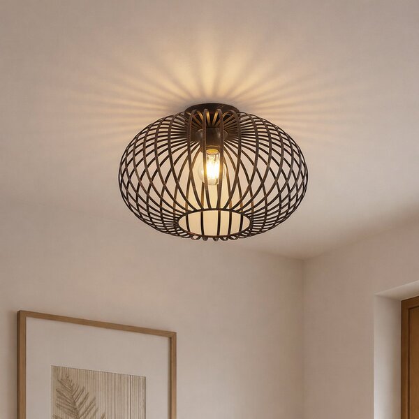 Lindby plafonieră Rosalea, cupru, metal, 40 cm, E27, reglabil, Negru, Camera de zi / sufragerie, Metal, Modern