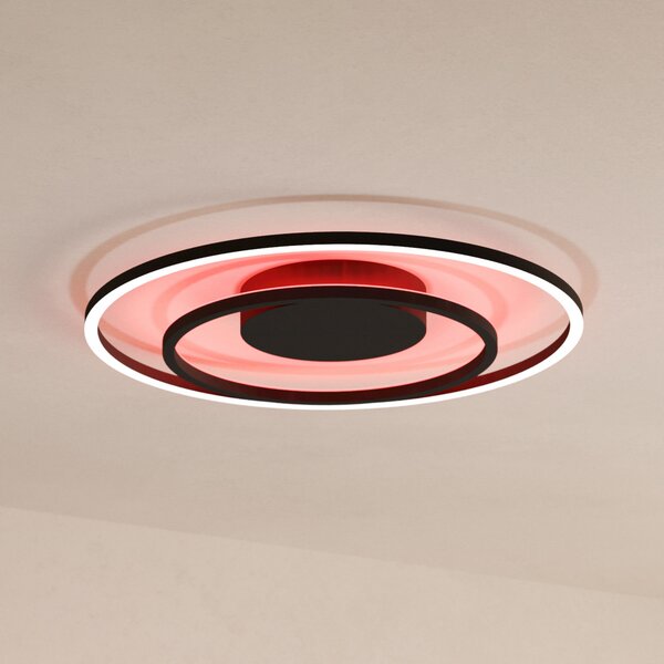 EGLO connect Calagrano-Z plafonieră LED, Ø45cm, reglabil, Negru, Camera de zi / sufragerie, Metal, Modern