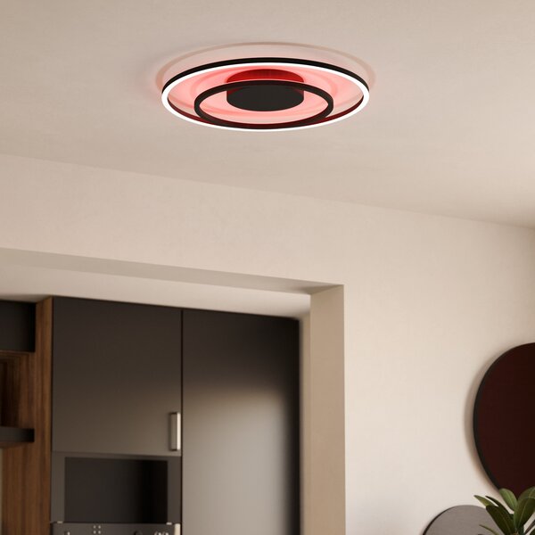 EGLO connect Calagrano-Z plafonieră LED, Ø45cm, reglabil, Negru, Camera de zi / sufragerie, Metal, Modern