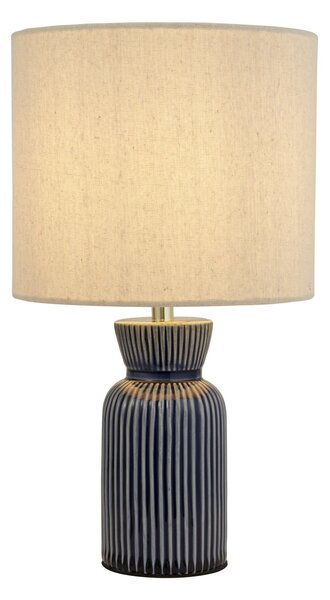 Searchlight Lampa de masă Jeshua, albastru/alb, ceramică/textil, 39 cm, E24, Alb, Camera de zi / sufragerie, Țesătură / Textil, Scandinavă