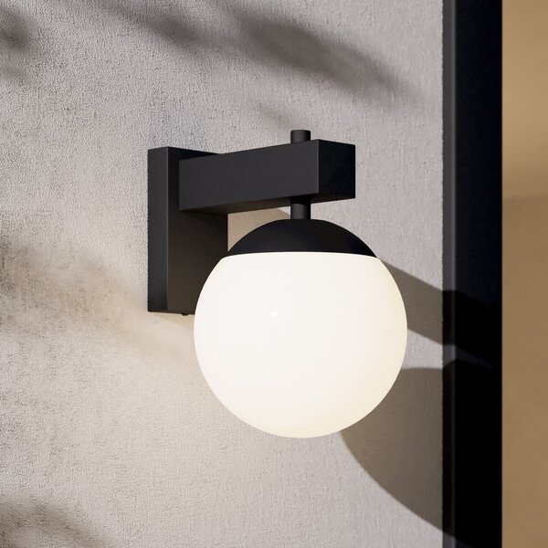 EGLO Aplică de exterior Bufalata, negru/alb opal, reglabil, Negru, Metal, glob