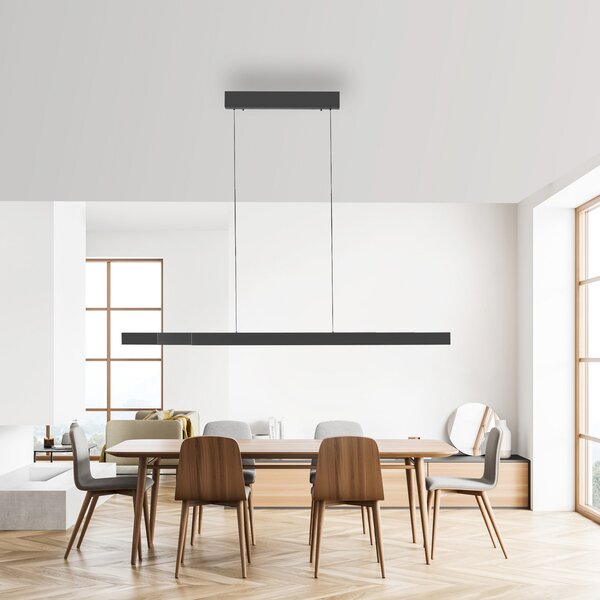 Paul Neuhaus lampă suspendată LED Adriana Square, gri, sus/jos, reglabil, Gri, Camera de zi / sufragerie, Aluminiu, Modern