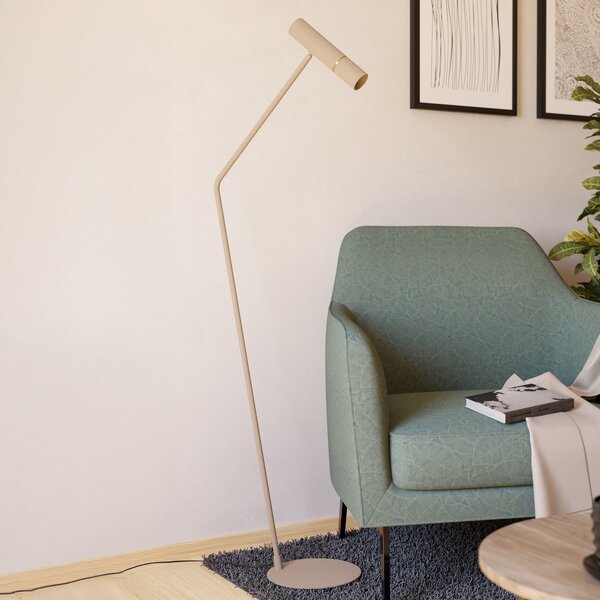 EGLO Lampă de podea Caminia LED, înălțime 158,5 cm, culoare nisip, oțel, Bej, Camera de zi / sufragerie, Metal, Modern