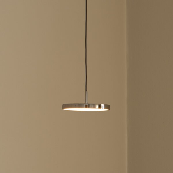 UMAGE Lampă suspendată LED Asteria Micro, oțel lustruit, Ø 15 cm, reglabil, Metalic, Camera de zi / sufragerie, Metal, Design