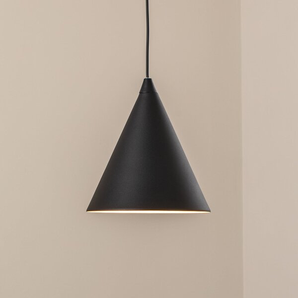 ALDEX Lampă suspendată Form, negru, metal, Ø 24 cm, conică, E27, reglabil, Negru, Camera de zi / sufragerie, Metal