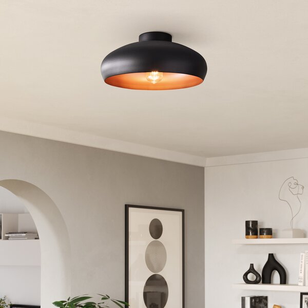 EGLO Plafonieră metalică Mogano, Ø40cm, negru, reglabil, Negru, Camera de zi / sufragerie, Metal, Modern
