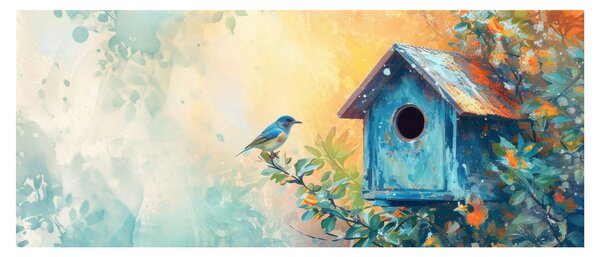 Tablou - Birdhouse, acuarelă, acuarelă (120x50 cm)