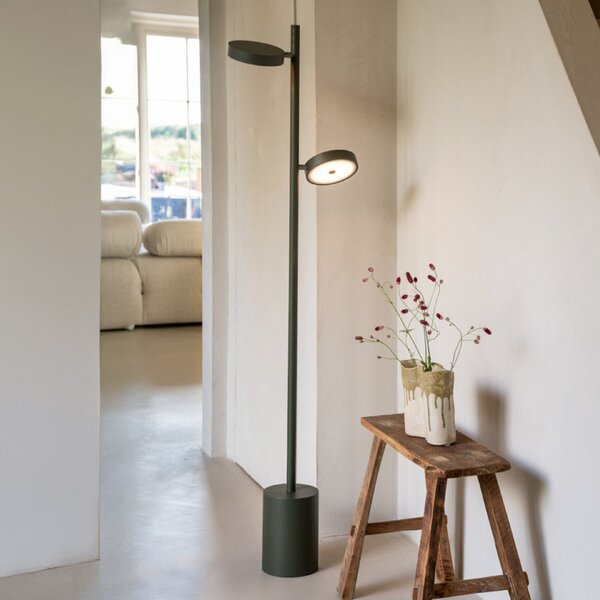 Good & Mojo GOOD MOJO lampadar LED Okinawa, 2 becuri, verde, 146 cm, lemn, reglabil, Verde, Camera de zi / sufragerie, Lemn, Modern