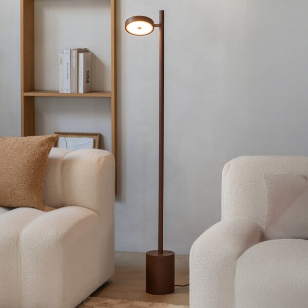 Good & Mojo GOOD MOJO lampadar LED Okinawa, 1 bec, maro, 146 cm, lemn, reglabil, Maro / Rugină, Camera de zi / sufragerie, Lemn, Modern