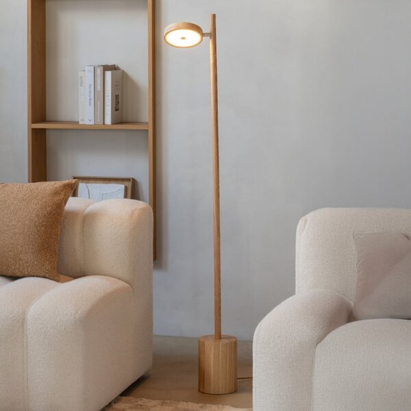 Good & Mojo GOOD MOJO lampadar LED Okinawa, 1 bec, natur, 146 cm, lemn, reglabil, Lemn, Camera de zi / sufragerie, Lemn, Modern