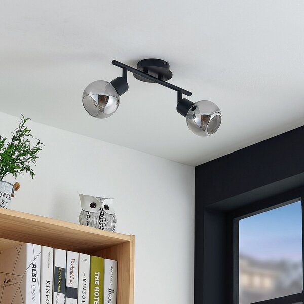 Plafoniere Lindby, Eridia, reglabil, Negru, Camera de zi, Metal, Modern