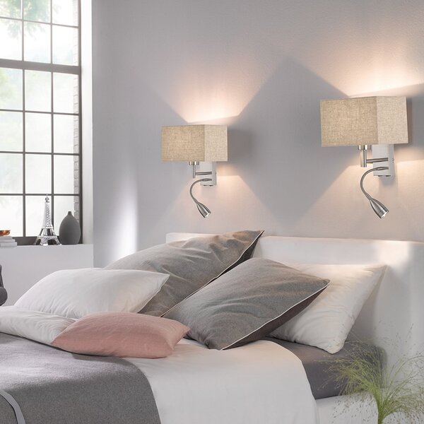 FISCHER & HONSEL Aplică de perete Lumină lectură Dream, nisip in/nichel, Gri, Camera de zi / sufragerie, Metal, Lumină de lectură