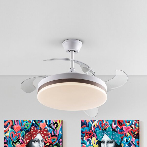 Schuller Valencia Ventilator de tavan cu LED Vento alb/bronz/fum Ø 100 cm silențios, reglabil, Gri, Camera de zi / sufragerie, Plastic, Modern