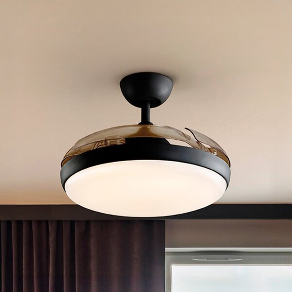 Schuller Valencia Ventilator de tavan cu LED Venturi negru/fum DC Ø 106 cm silențios, reglabil, Gri, Camera de zi / sufragerie, Plastic, Modern