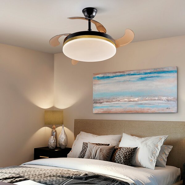 Schuller Valencia Ventilator de tavan cu LED Vento negru/auriu/fum Ø 100 cm silențios, reglabil, Gri, Camera de zi / sufragerie, Plastic, Modern