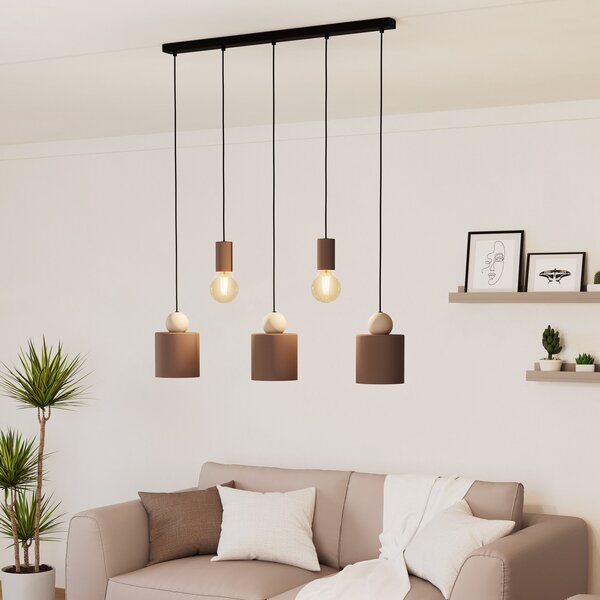 EGLO Lampă suspendată Gazzola, 5 lumini, moka, reglabil, Maro / Rugină, Camera de zi / sufragerie, Metal, Modern