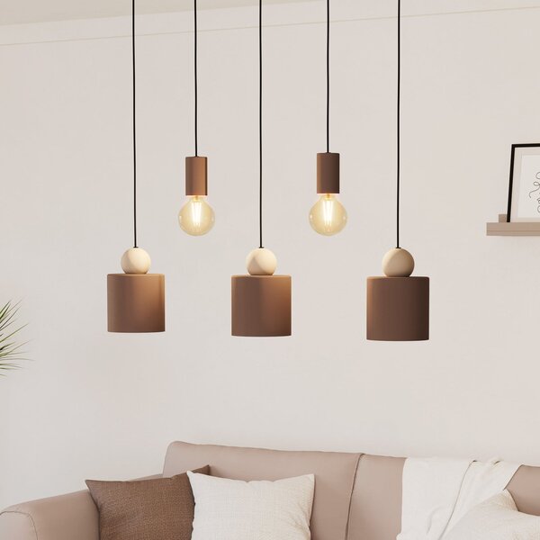 EGLO Lampă suspendată Gazzola, 5 lumini, moka, reglabil, Maro / Rugină, Camera de zi / sufragerie, Metal, Modern
