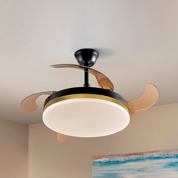 Schuller Valencia Ventilator de tavan cu LED Vento negru/auriu/fum Ø 100 cm silențios, reglabil, Gri, Camera de zi / sufragerie, Plastic, Modern