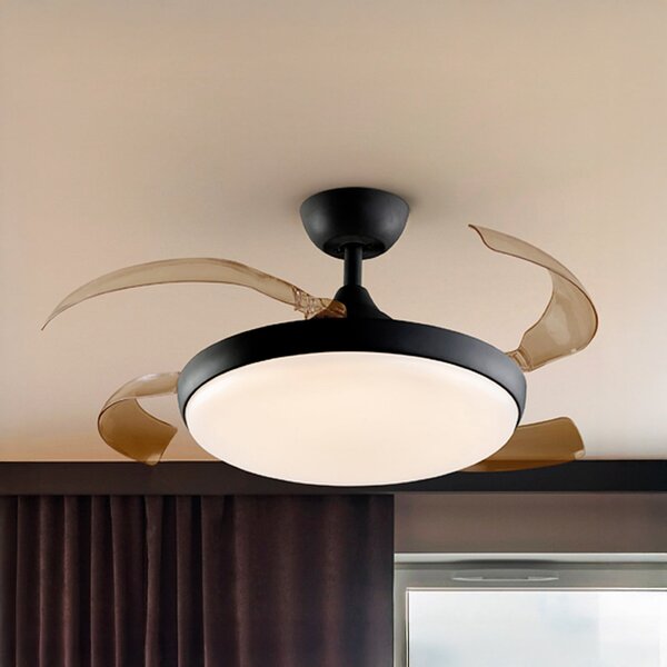 Schuller Valencia Ventilator de tavan cu LED Venturi negru/fum DC Ø 106 cm silențios, reglabil, Gri, Camera de zi / sufragerie, Plastic, Modern