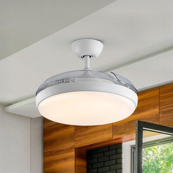 Schuller Valencia Ventilator de tavan cu LED Venturi alb/transparent DC, Ø 106 cm silențios, reglabil, Transparent, Camera de zi / sufragerie, Plastic, Modern