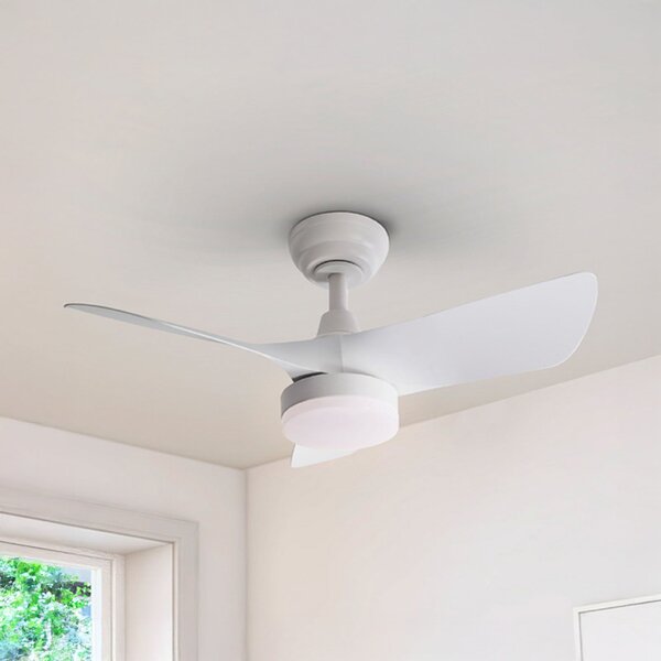 Schuller Valencia Ventilator de tavan cu LED Tropic, alb, Ø 76 cm, silențios, CCT, reglabil, Alb, Camera de zi / sufragerie, Plastic, Modern