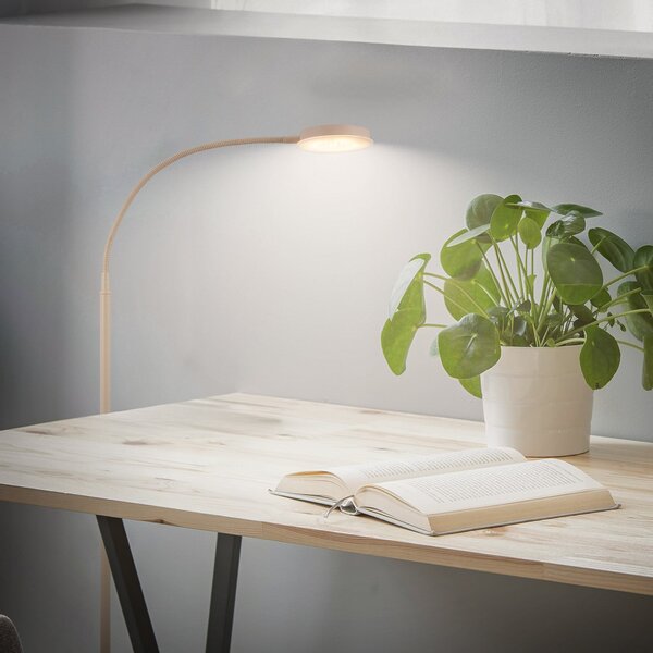 Briloner Lampadar LED Megg, bej, metal, 3.000 K, dimmer tactil, reglabil, Bej, Camera de zi / sufragerie, Metal