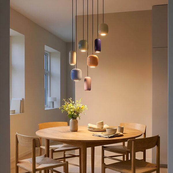 Lucande Suspensie Narion, rotundă, 7 lumini, colorată, din metal, reglabil, Multicolor, Camera de zi / sufragerie, Metal, Design