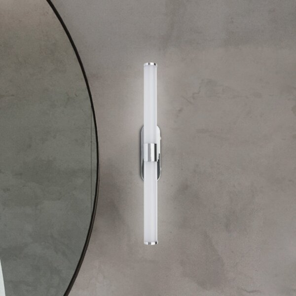 Briloner Aplică de perete LED Runt, crom, 4.000 K, IP44, lungime 40 cm, Metalic, Baie, Plastic, Modern