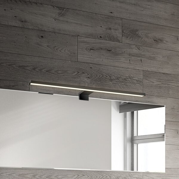 Briloner Lampă cu oglindă LED Dun 2 în 1, negru mat, IP44, lungime 50 cm, Negru, Baie, Plastic, Modern