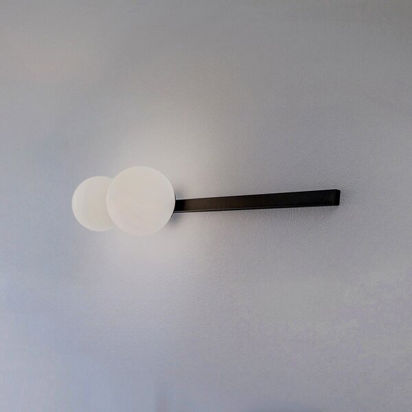 ALDEX Aplică de perete Garda 2, negru, metal, sticlă, 2 becuri, reglabil, Negru, Camera de zi / sufragerie, Metal, Modern