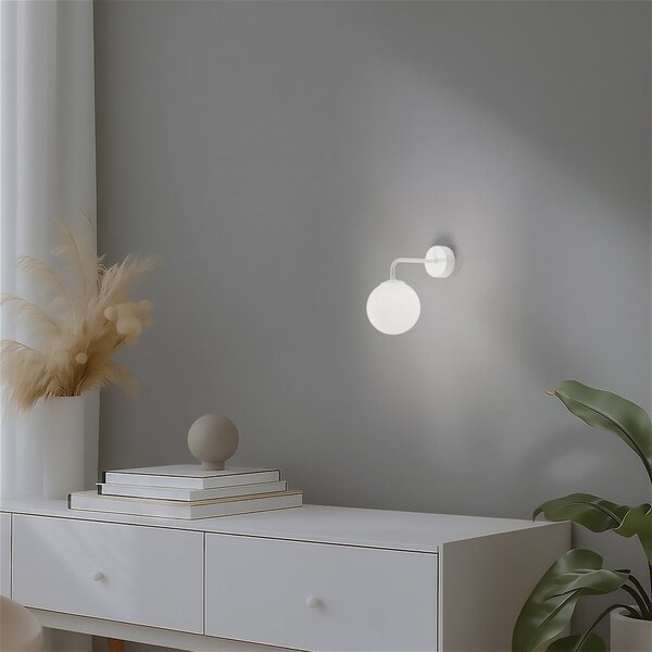 SOLLUX LIGHTING Aplică de perete Astral, alb, proiecție 22 cm, oțel/glass, reglabil, Alb, Camera de zi / sufragerie, Sticlă, Modern