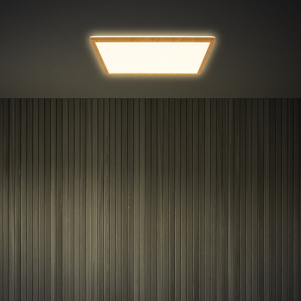 Briloner Plafonieră LED Tava Wood, 42 x cm, plastic, 3.000 K, Lemn, Camera de zi / sufragerie, Plastic