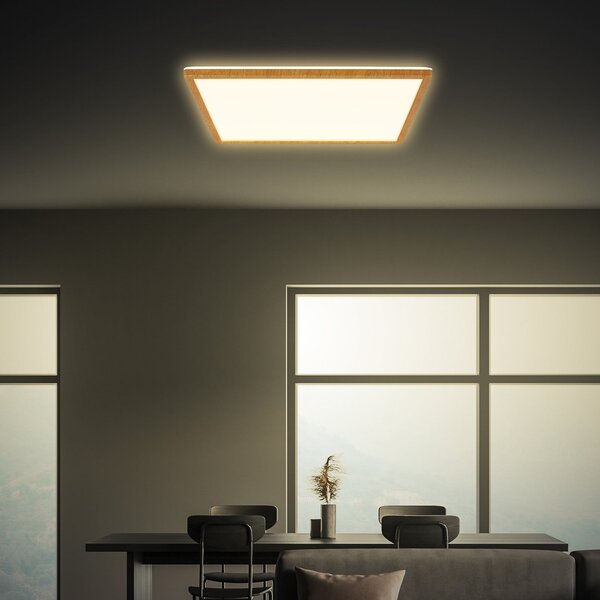 Briloner Plafonieră LED Tava Wood, 42 x cm, plastic, 3.000 K, Lemn, Camera de zi / sufragerie, Plastic