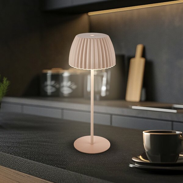 Briloner Lampă de masă cu LED și baterie Brilo unplugged Riffle, 36 cm, bej, reglabil, Bej, Camera de zi / sufragerie, Metal