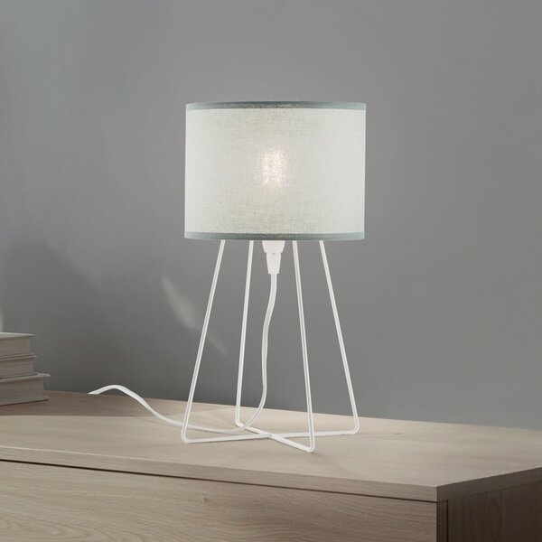 Duolla Lampa de masă Trixi, metal, țesătură, verde salvie, alb, Verde, Camera de zi / sufragerie, Țesătură / Textil
